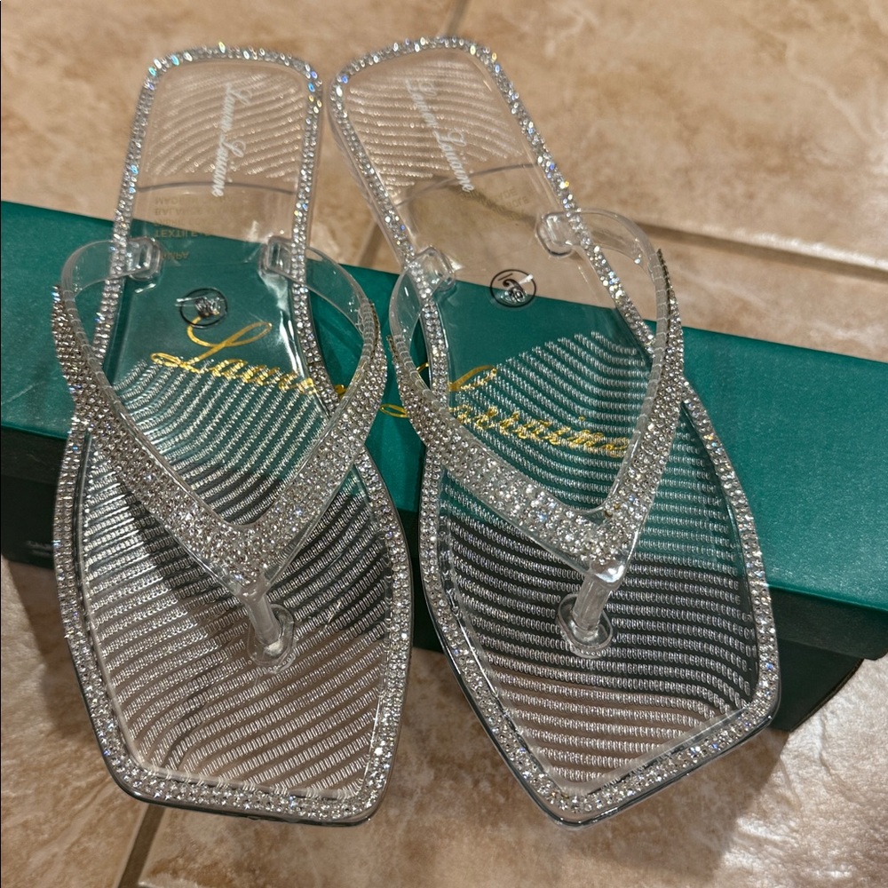 Lauren Lorraine Tampa Clear Jelly Crystal Thong Flip Flop